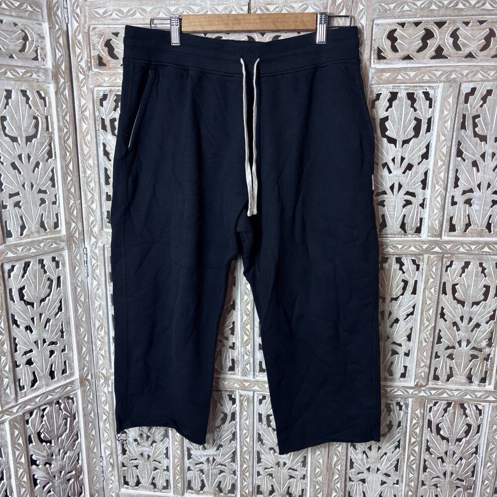Reigning Champ Black Cotton Core Sweatpants Frayed Hem Mens XL Made in Canada